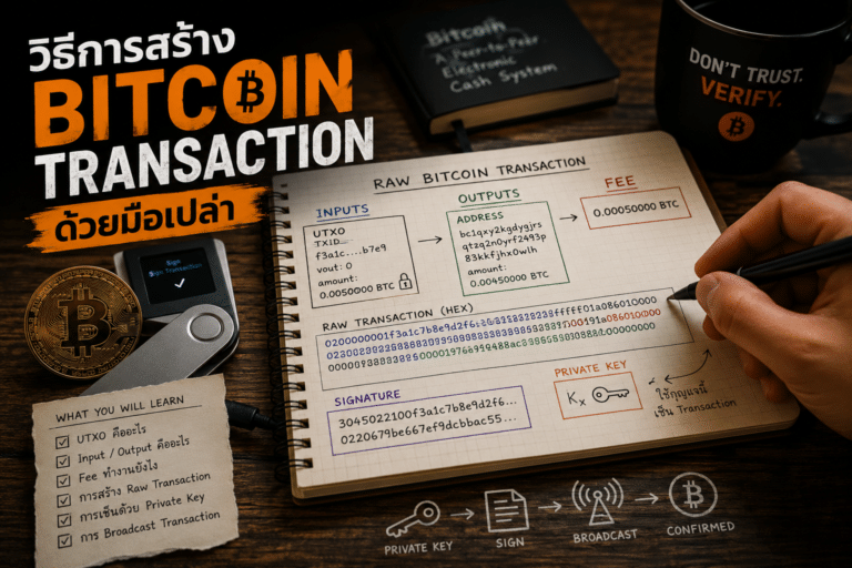 วิธีสร้าง Bitcoin Transaction ด้วยมือเปล่า