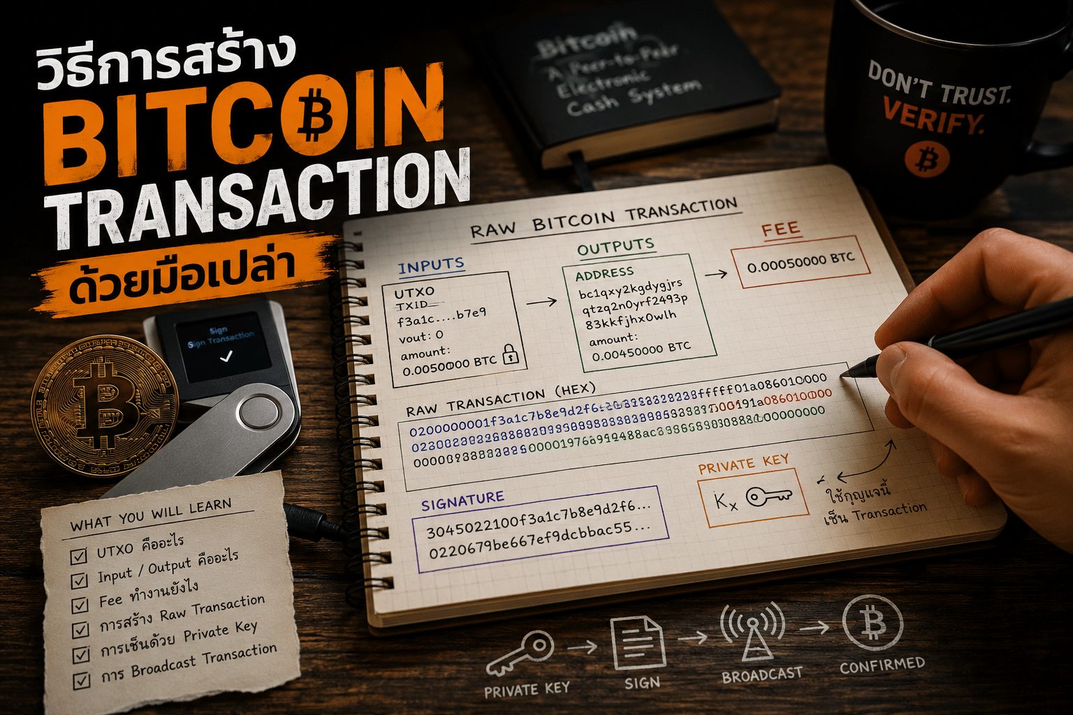 วิธีสร้าง Bitcoin Transaction ด้วยมือเปล่า