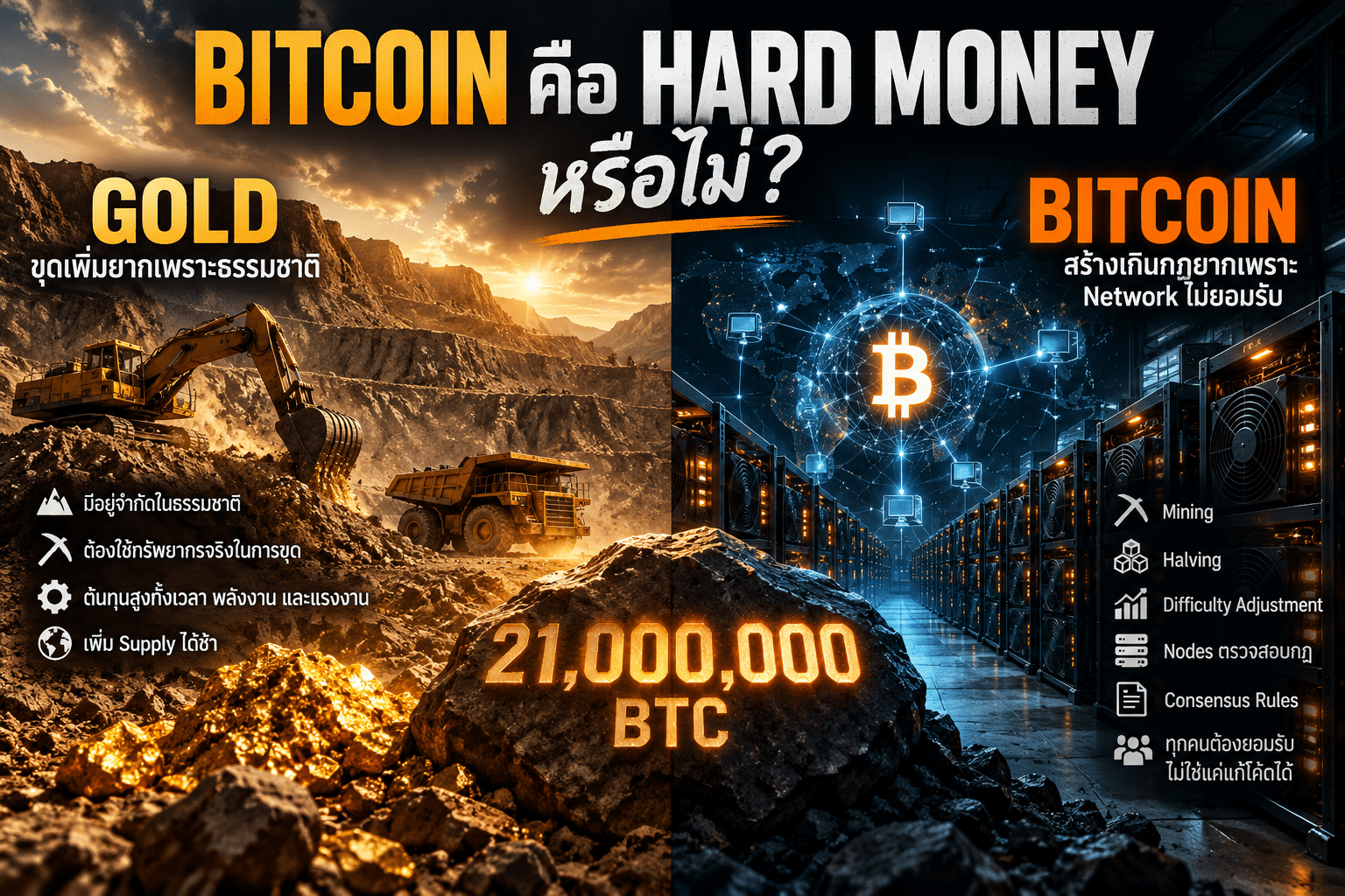 Bitcoin Hard Money คืออะไร เปรียบเทียบความขาดแคลนของ Bitcoin กับทองคำ