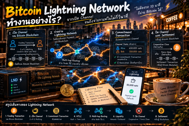 Bitcoin Lightning Network ทำงานอย่างไร ตั้งแต่เปิด Channel จนถึงจ่าย Bitcoin ในไม่กี่วินาที