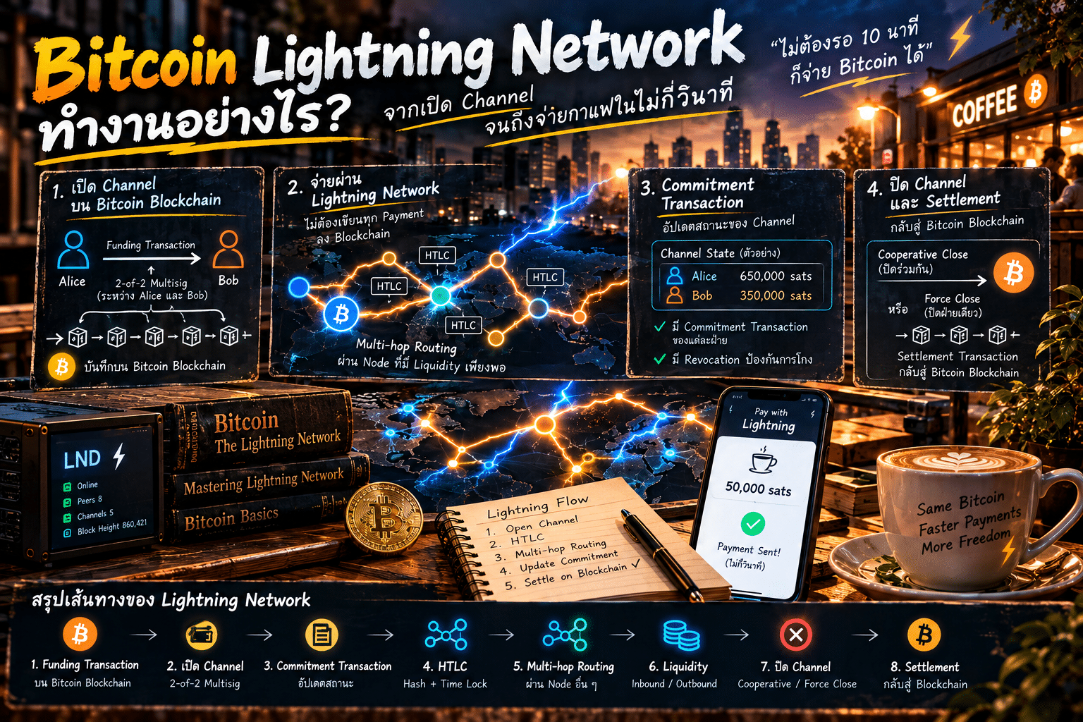 Bitcoin Lightning Network ทำงานอย่างไร ตั้งแต่เปิด Channel จนถึงจ่าย Bitcoin ในไม่กี่วินาที