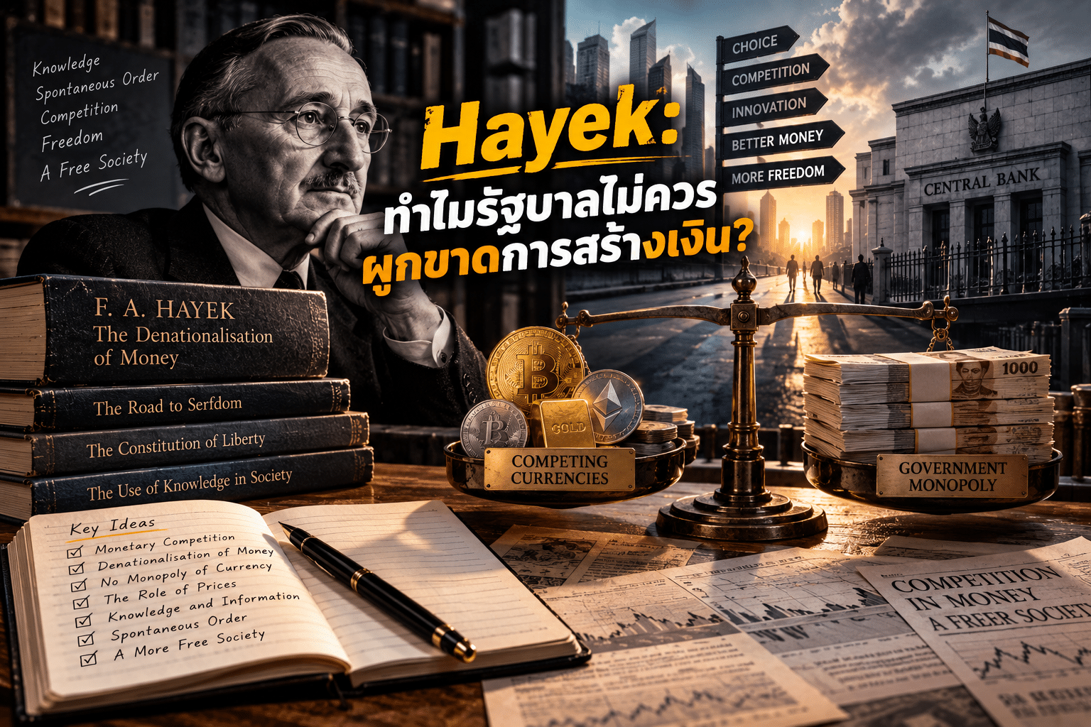 Hayek กับแนวคิดการแข่งขันของสกุลเงินและการผูกขาดการสร้างเงิน